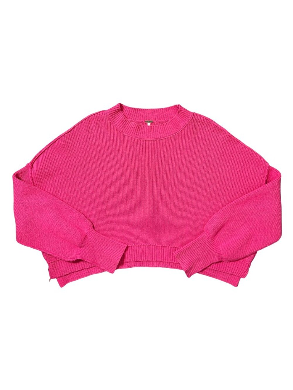 🩷 Free People Easy Street Crop Pullover Pink Firework Oversized Knit Sweater S